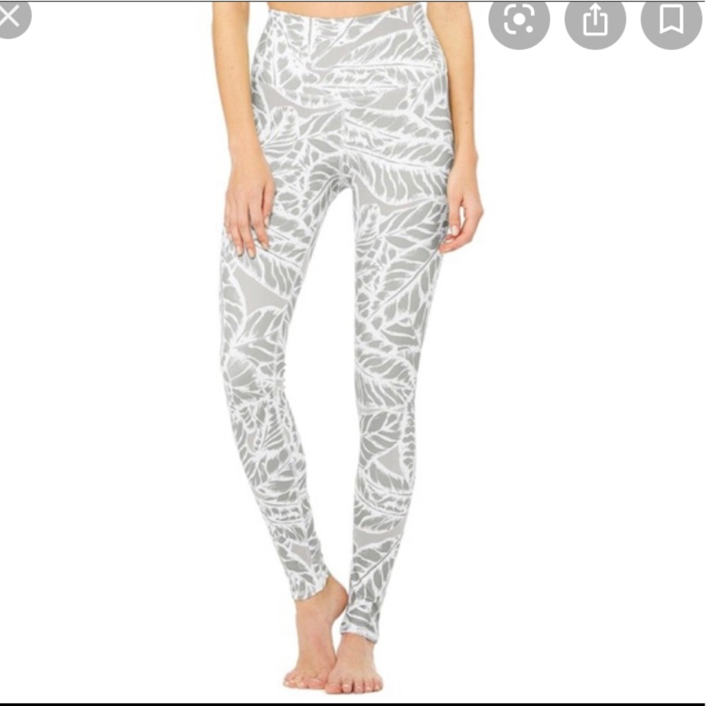 Alo White Gray Palm Leaf Leggings- XS NWOT